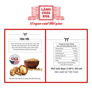 [525ml] Nước mắm chay cao cấp Shiitake ủ chượp từ đậu nành, nấm ngọt và trái thơm, chai nhựa 525ml/chai