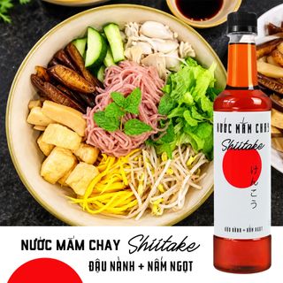 [Tặng nước tương ăn bún] Combo 6 chai Nước mắm chay cao cấp Shiitake chai nhựa 525ml ủ chượp từ đậu nành, nấm ngọt và trái thơm