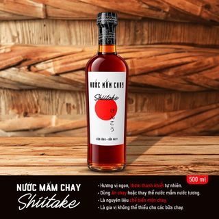 [Chai thủy tinh 500ml] Nước mắm chay cao cấp Shiitake nấm ngọt, đậu nành, thơm dứa