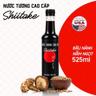 [525ml] Nước tương cao cấp Shiitake lên men tự nhiên từ đậu nành và nấm ngọt, chai nhựa Làng Chài Xưa