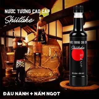[525ml] Nước tương cao cấp Shiitake lên men tự nhiên từ đậu nành và nấm ngọt, chai nhựa Làng Chài Xưa