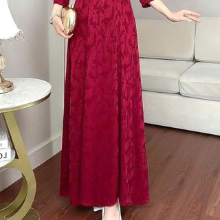 ĐẦM MAXI, CHẤT LIỆU ĐẦM DẠ HỘI DỆT 3D ACITAT, SANG TRỌNG BIGSIZE M829