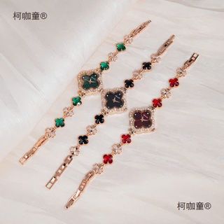 Đồng hồ nữ mặt cỏ bốn lá đính đá, dây nơ 5 màu thời trang Cỏ Nơ