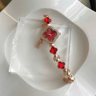 Đồng hồ nữ mặt cỏ bốn lá đính đá, dây nơ 5 màu thời trang Cỏ Nơ