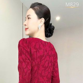 ĐẦM MAXI, CHẤT LIỆU ĐẦM DẠ HỘI DỆT 3D ACITAT, SANG TRỌNG BIGSIZE M829