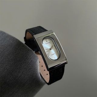Đồng hồ nữ Gogery mặt oval khung chữ nhật, dây da thời trang