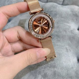 Đồng hồ nữ dây mành, viền đá xoay sang trọng Gossie Mành Viền Đá Xoay
