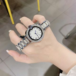 Đồng hồ nữ đính đá mặt tròn dây thép sang trọng Gossie Diamond Blue