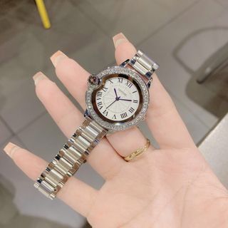 Đồng hồ nữ đính đá mặt tròn dây thép sang trọng Gossie Diamond Blue