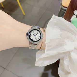 Đồng hồ nữ đính đá mặt tròn dây thép sang trọng Gossie Diamond Blue