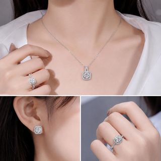 Bộ trang sức Bốn Mùa đính đá – dây chuyền, nhẫn và bông tai