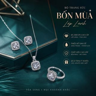 Bộ trang sức Bốn Mùa đính đá – dây chuyền, nhẫn và bông tai
