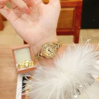 Đồng hồ nữ lắc tay đính đá, thiết kế phượng hoàng 2 màu vàng - bạc Gossie Lắc Phượng Hoàng