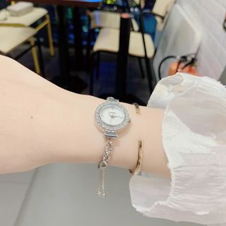 Đồng hồ nữ mặt tròn đính đá, dây lắc rút sang trọng Gossie Lắc Rút Đá Lụa