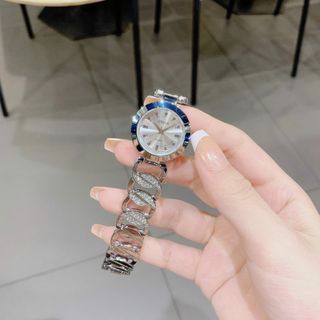 Đồng hồ nữ mặt tròn, dây xích kim loại 2 màu vàng - trắng Gossie Xích Tròn