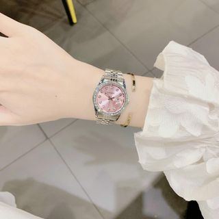 Đồng hồ nữ viền đá chống nước, 2 màu hồng - bạc Gossie Rose Luxe