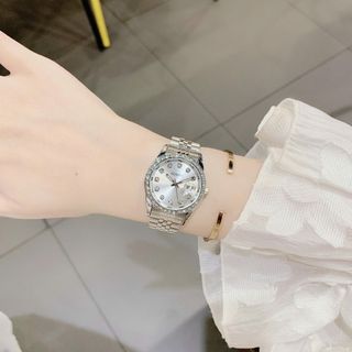 Đồng hồ nữ viền đá chống nước, 2 màu hồng - bạc Gossie Rose Luxe