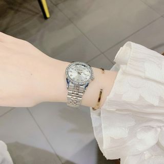 Đồng hồ nữ viền đá chống nước, 2 màu hồng - bạc Gossie Rose Luxe