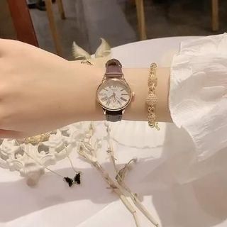 Đồng hồ nữ mặt elip dây da nâu thanh lịch Elip Nâu