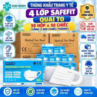 Thùng khẩu trang y tế 4 lớp Safefit (50 hộp x 50 chiếc)