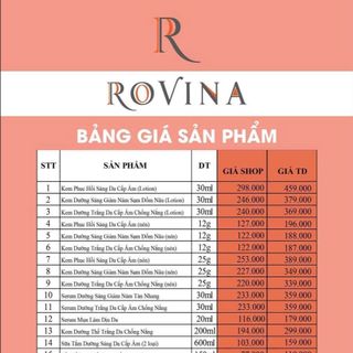 Mỹ phẩm RoViNa em có đủ mẫu sản phẩm full giấy hóa đơn giá tốt nhất cho shop