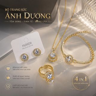 Bộ trang sức Ánh Dương 4 món – dây chuyền, nhẫn, vòng tay, bông tai