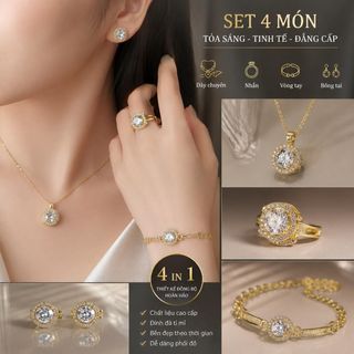 Bộ trang sức Ánh Dương 4 món – dây chuyền, nhẫn, vòng tay, bông tai