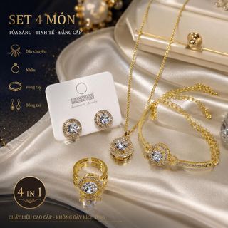 Bộ trang sức Ánh Dương 4 món – dây chuyền, nhẫn, vòng tay, bông tai