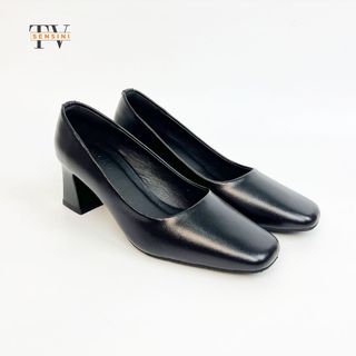 Giày cao gót nữ size 35–43 bít mũi vuông gót trụ 5cm da mềm HN3150 – sỉ từ 5 đôi/màu