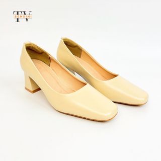 Giày cao gót nữ size 35–43 bít mũi vuông gót trụ 5cm da mềm HN3150 – sỉ từ 5 đôi/màu
