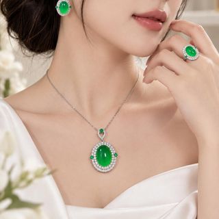 Set trang sức nữ đá xanh lục bảo sang trọng Lục Bảo Ngọc
