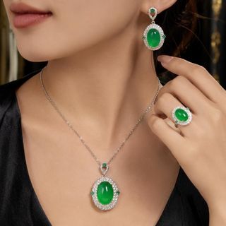 Set trang sức nữ đá xanh lục bảo sang trọng Lục Bảo Ngọc