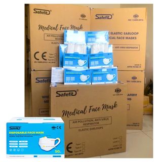Thùng khẩu trang y tế 4 lớp Safefit (50 hộp x 50 chiếc)