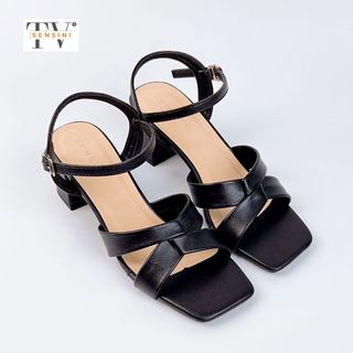 Dép cao gót nữ size 35–43 quai chéo gấp có quai hậu gót vuông 5cm HN3063 – sỉ từ 5 đôi/màu