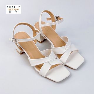 Dép cao gót nữ size 35–43 quai chéo gấp có quai hậu gót vuông 5cm HN3063 – sỉ từ 5 đôi/màu