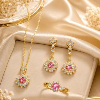 Set trang sức nữ ruby tuyết hoa đính đá sang trọng Set Ruby Tuyết Hoa
