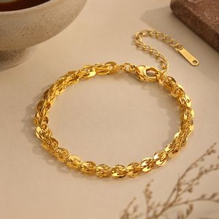 Vòng tay nữ xích lụa tone vàng sang trọng Vòng Tay Xích Lụa Hoàng Gia