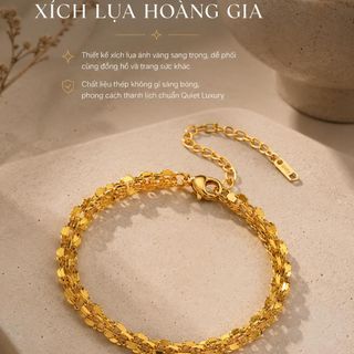 Vòng tay nữ xích lụa tone vàng sang trọng Vòng Tay Xích Lụa Hoàng Gia