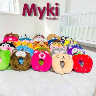 Gối Kê Cổ Du Lịch Myki Bông Gòn, Thêu Hoạt Hình Vui Nhộn