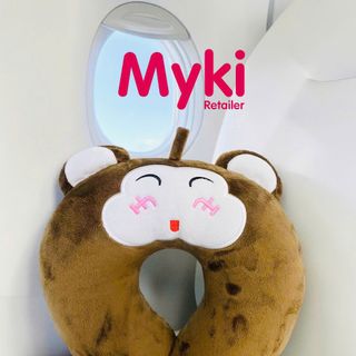 Gối Kê Cổ Du Lịch Myki Bông Gòn, Thêu Hoạt Hình Vui Nhộn