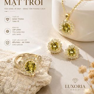 Set trang sức nữ đá vàng ánh kim sang trọng phong cách quý phái Set Mặt Trời