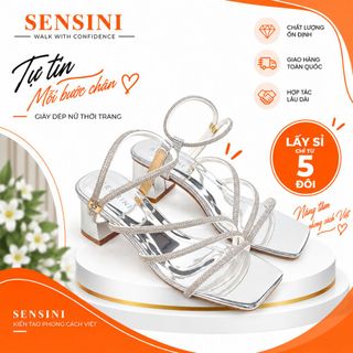 Sandal cao gót đính đá nữ size 35–43 quai mảnh gót 5cm mũi vuông HN3142 – sỉ từ 5 đôi/màu