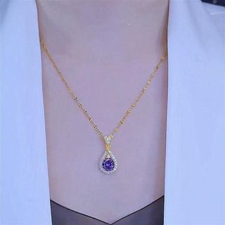 Dây chuyền nữ mặt giọt lệ đá tím viền đá sang trọng Dây Chuyền Violet Queen