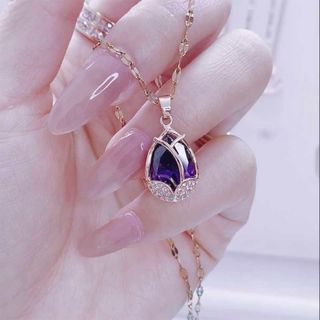 Dây chuyền nữ mặt tulip đá tím sang trọng Dây Chuyền Hoa Tulip Tím