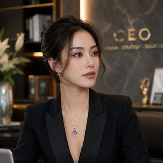 Dây chuyền nữ mặt tulip đá tím sang trọng Dây Chuyền Hoa Tulip Tím