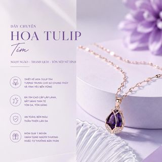 Dây chuyền nữ mặt tulip đá tím sang trọng Dây Chuyền Hoa Tulip Tím