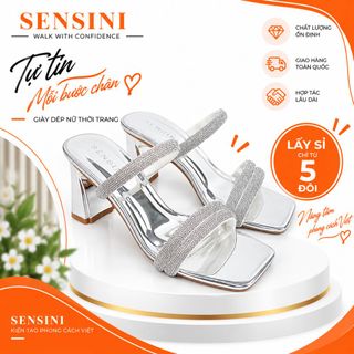 Dép cao gót đính đá hai dây nữ size 35–43 gót vuông 7cm da mềm HN3141 – sỉ từ 5 đôi/màu