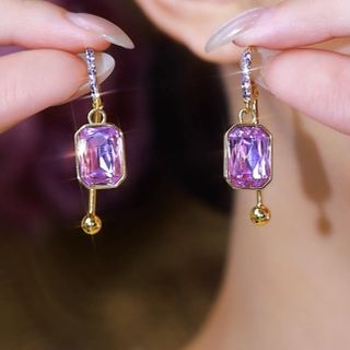 Set trang sức nữ ngọc tím phối chuỗi hạt sang trọng Set Ngọc Tím Hoàng Gia