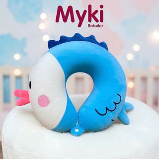 Gối Kê Cổ Du Lịch Cao Su Non Myki, Thêu Nhân Vật Hoạt Hình Siêu Dễ Thương
