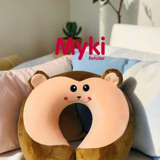 Gối Kê Cổ Du Lịch Cao Su Non Myki, Thêu Nhân Vật Hoạt Hình Siêu Dễ Thương